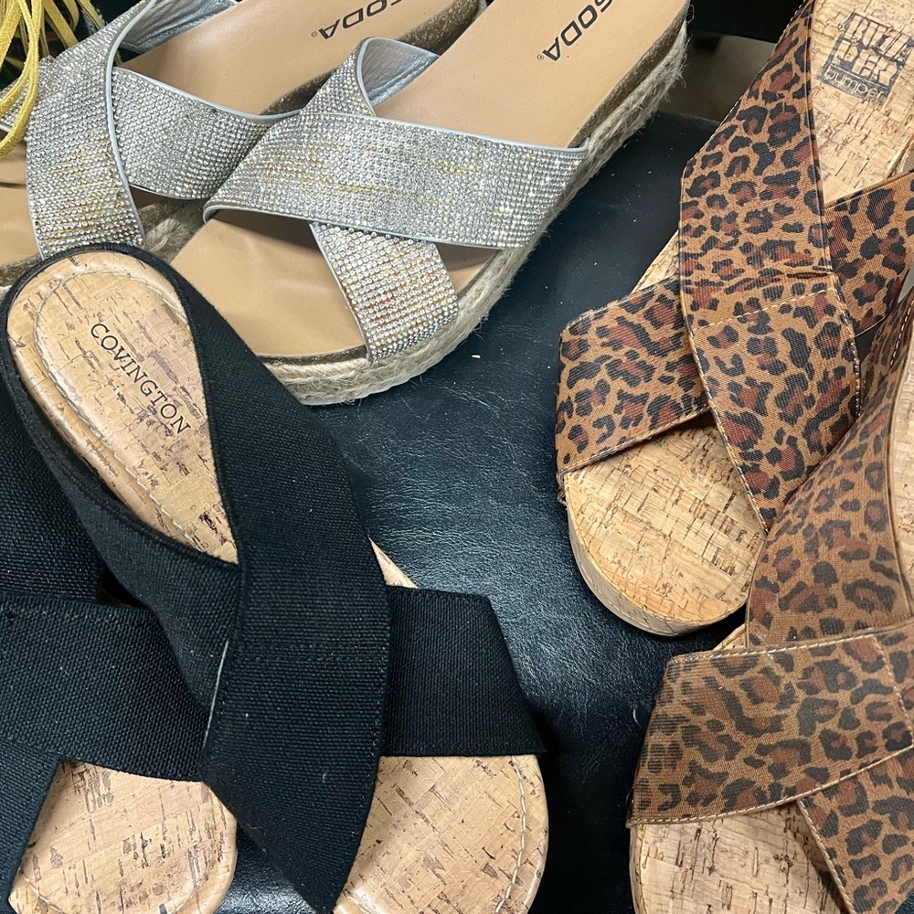 3 pairs of platform sandals like new size 9